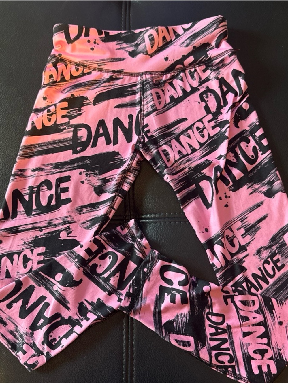 Justice Pink and Black "DANCE" Graphic Leggings